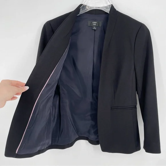J. CREW 365 Black Going Out Blazer Open Front Minimalist Office Size 4 Petite - Picture 11 of 13